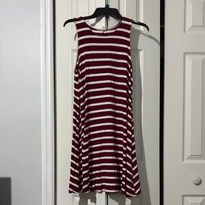 Old Navy Burgundy and White Striped Midi Dress